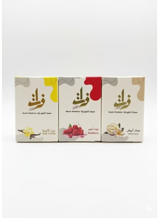 Zat Musk Tahara Rose Vanilla, White Musk & Red Berry - 3-Piece Set - Alcohol-Free Concentrated Perfume - 6ml - Image 1